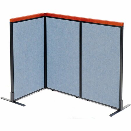 INTERION BY GLOBAL INDUSTRIAL Interion Deluxe Freestanding 3-Panel Corner Room Divider, 24-1/4inW x 43-1/2inH Panels, Blue 695087BL